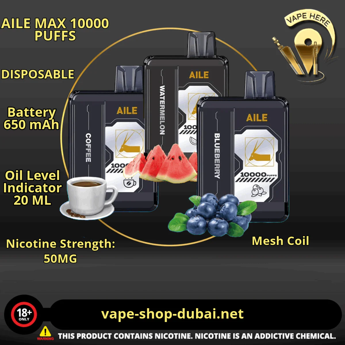 AILE MAX 10000 PUFFS DISPOSABLE VAPE - Image 3