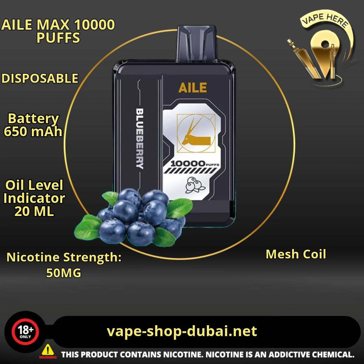 AILE MAX 10000 PUFFS DISPOSABLE VAPE - Image 6