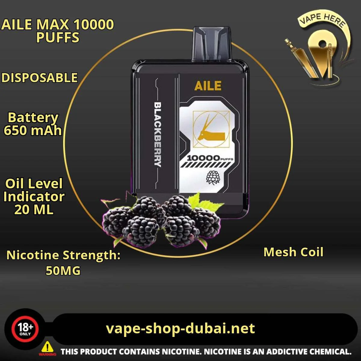 AILE MAX 10000 PUFFS DISPOSABLE VAPE - Image 8