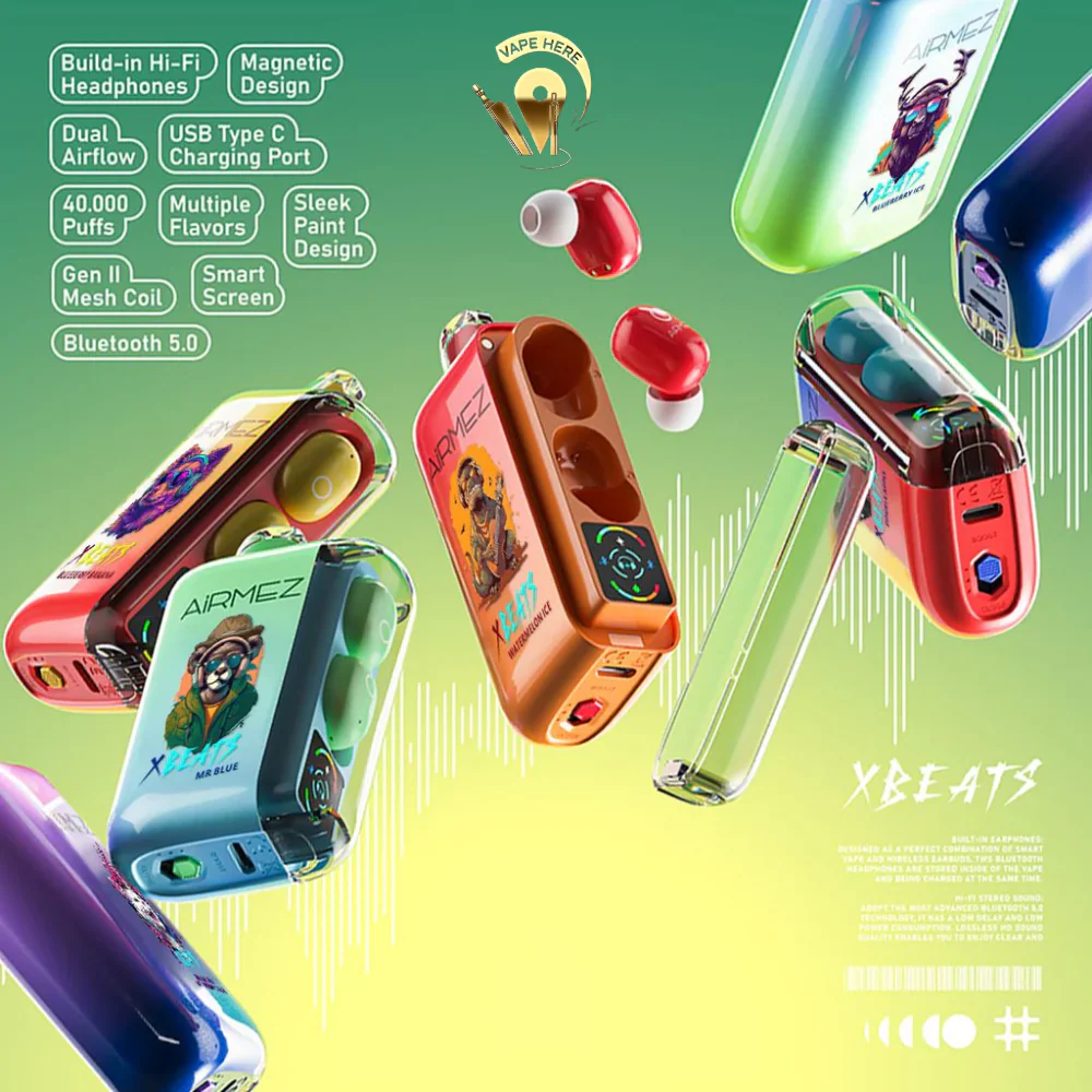 AIRMEZ Xbeats 40000 Puffs Disposable Vape - Airpods Bluetooth Screen Display - Image 4