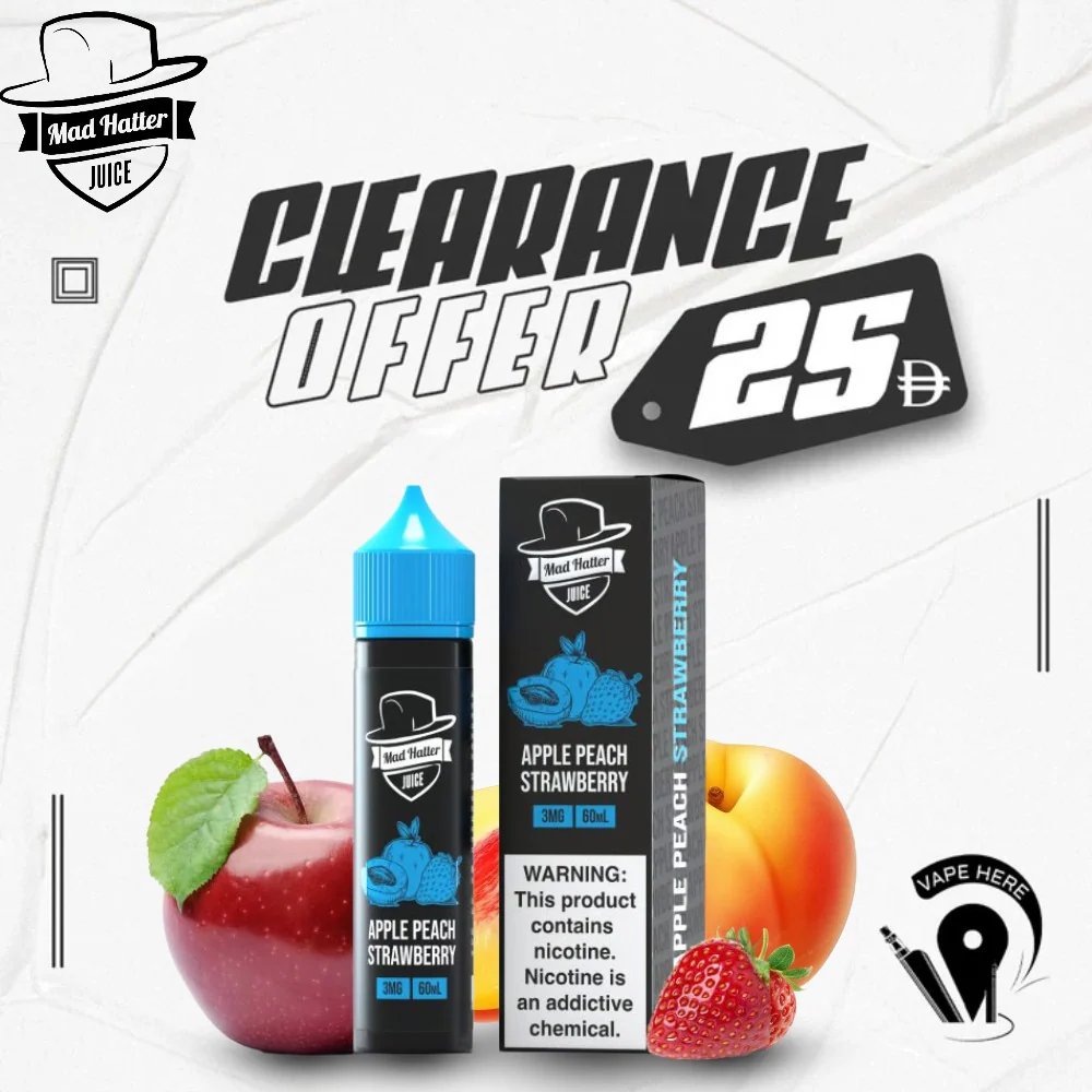 APPLE PEACH STRAWBERRY - E-LIQUIDS 60ML / MAD HATTER