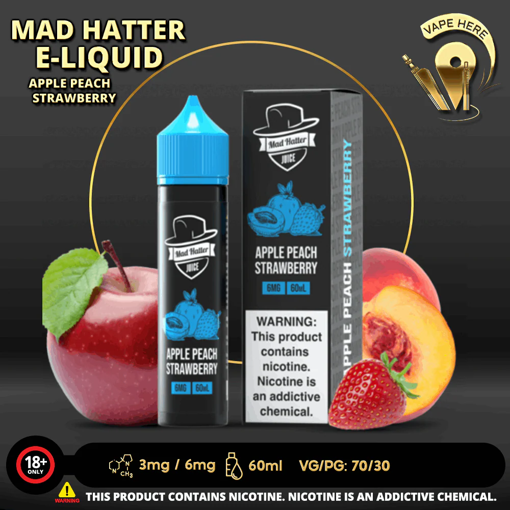 APPLE PEACH STRAWBERRY - E-LIQUIDS 60ML / MAD HATTER - Image 4