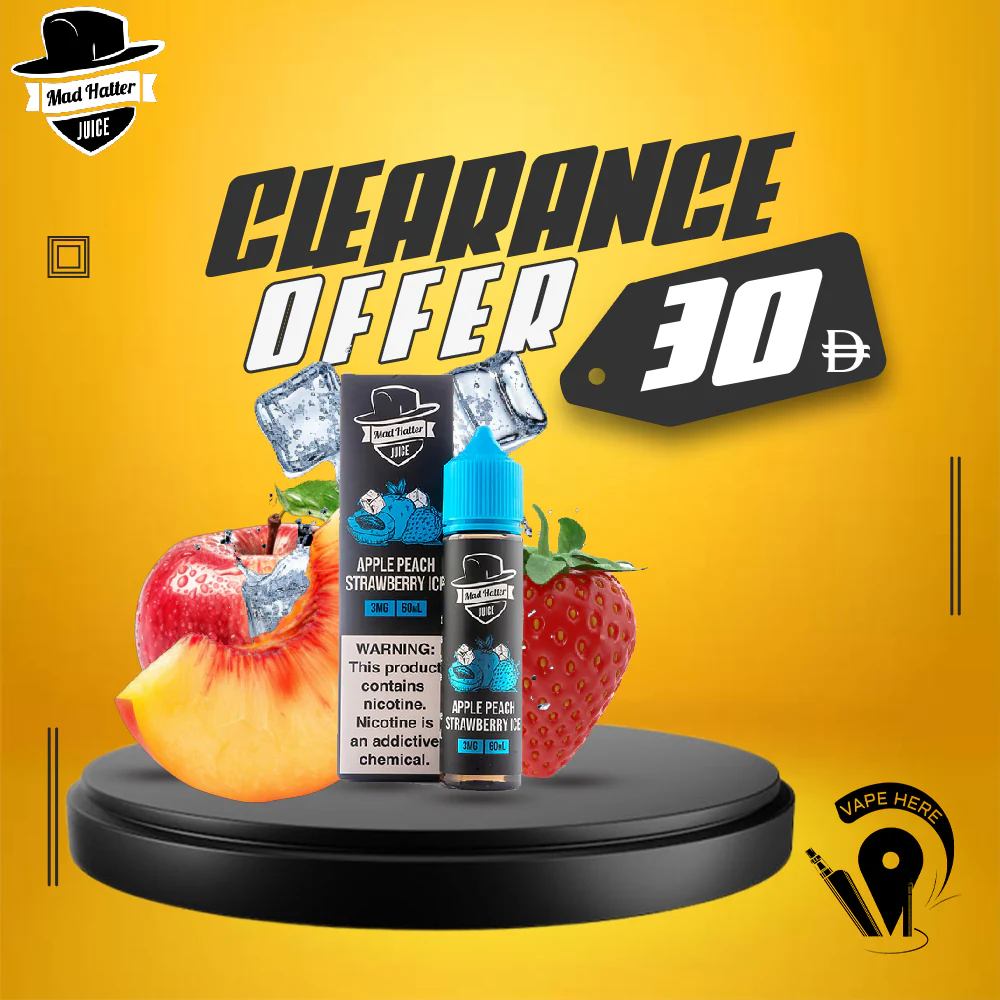 APPLE PEACH STRAWBERRY ICE - E-LIQUIDS 60ML / MAD HATTER