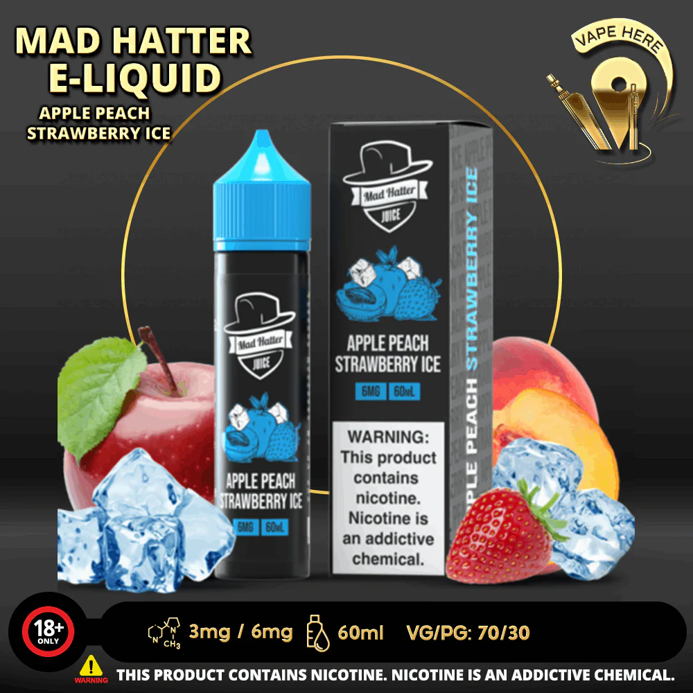 APPLE PEACH STRAWBERRY ICE - E-LIQUIDS 60ML / MAD HATTER - Image 3