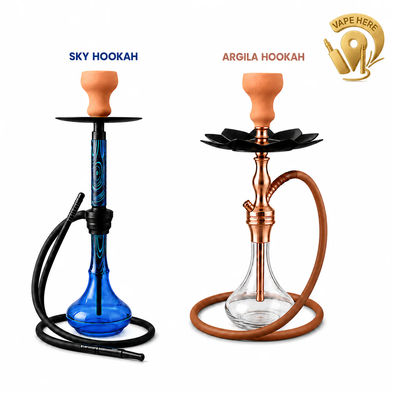 Argila Rose Gold 40cm & Sky Hookah Blue 50cm – Premium Traditional Shisha Hookah Set UAE - Image 12