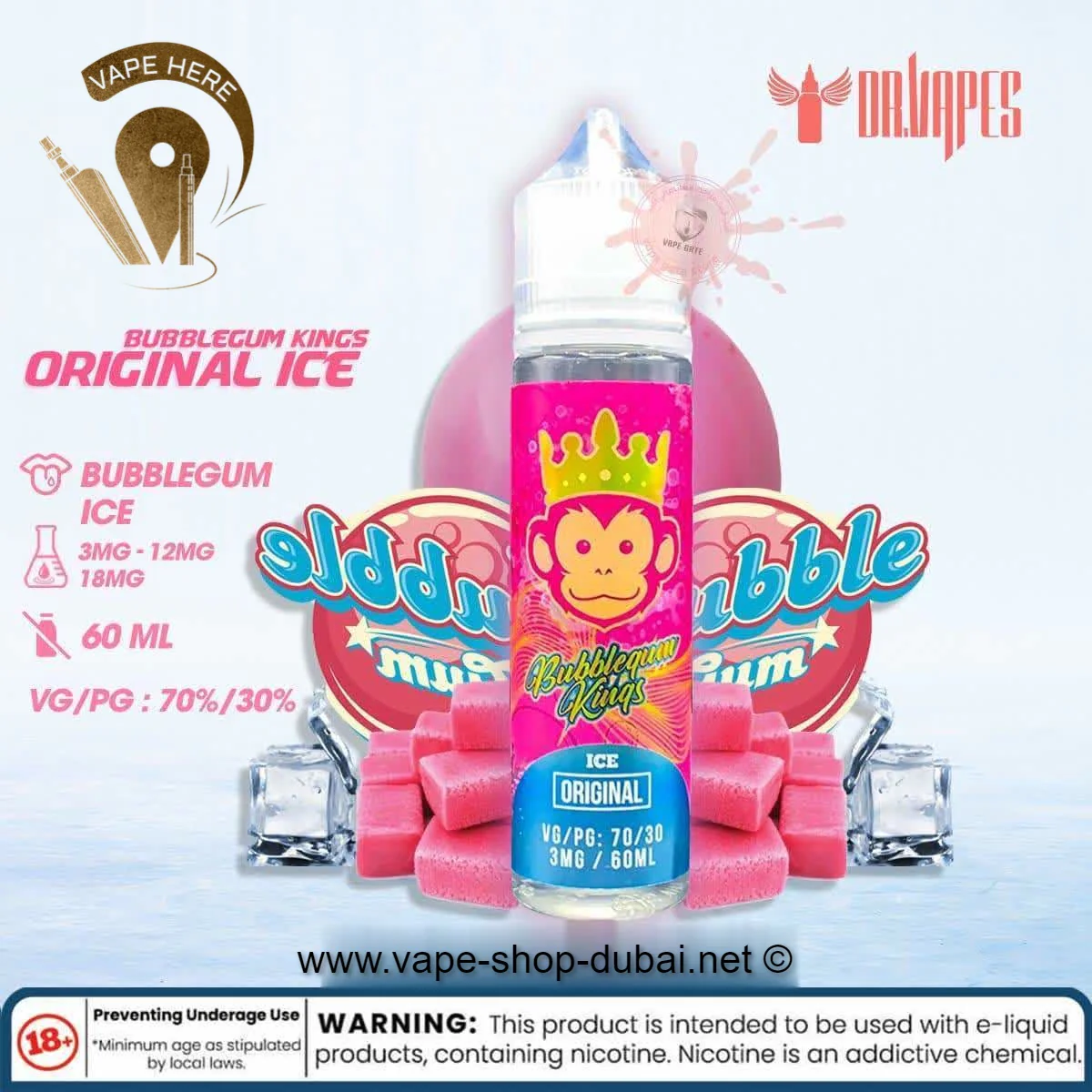 BubbleGum Kings Original Ice 60ml by Dr. Vapes