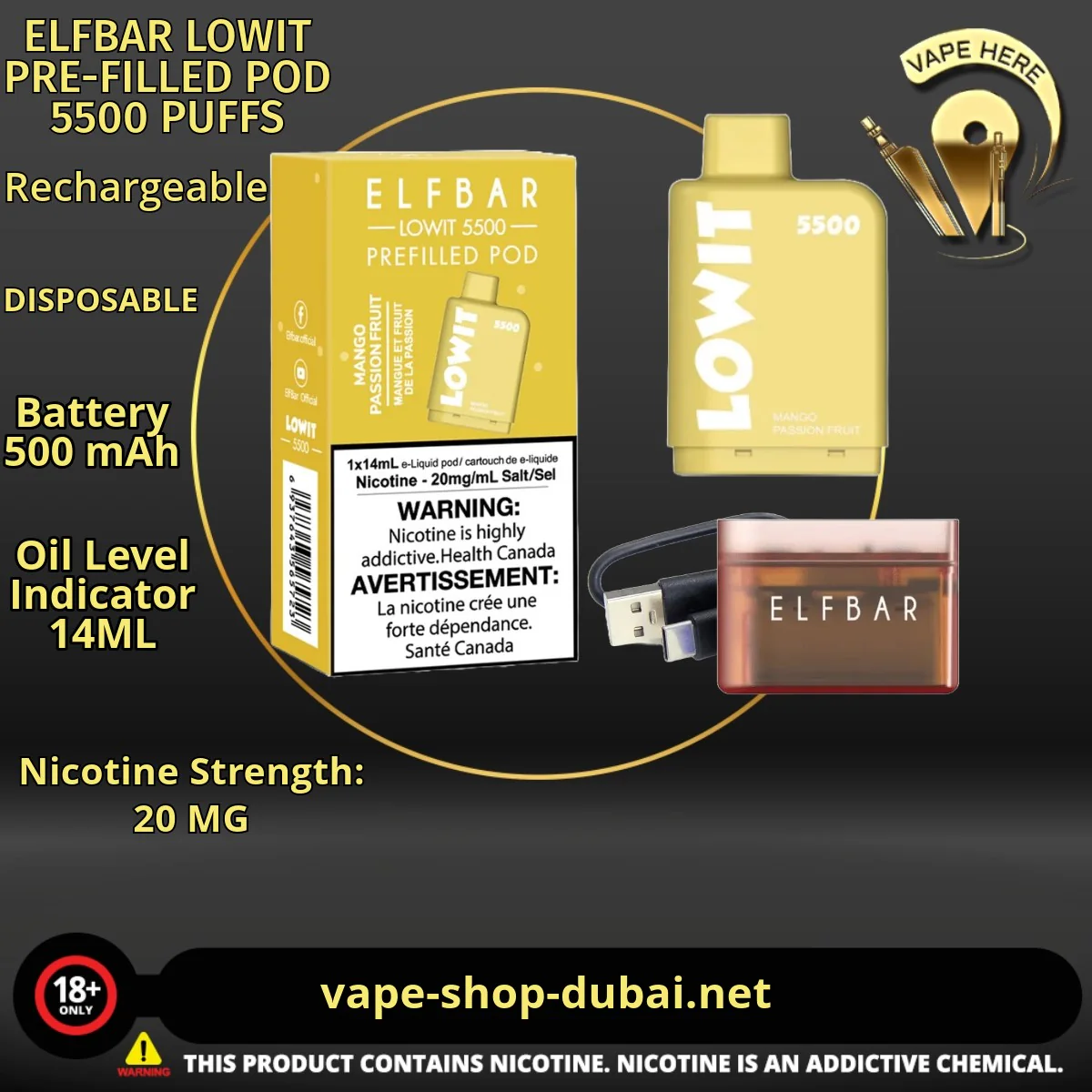 ELFBAR LOWIT PRE-FILLED POD 5500 PUFFS 20MG - Image 11