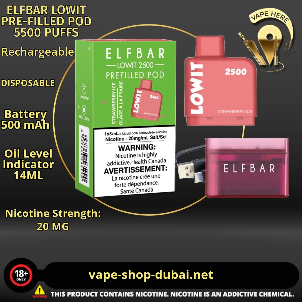 ELFBAR LOWIT PRE-FILLED POD 5500 PUFFS 20MG - Image 12