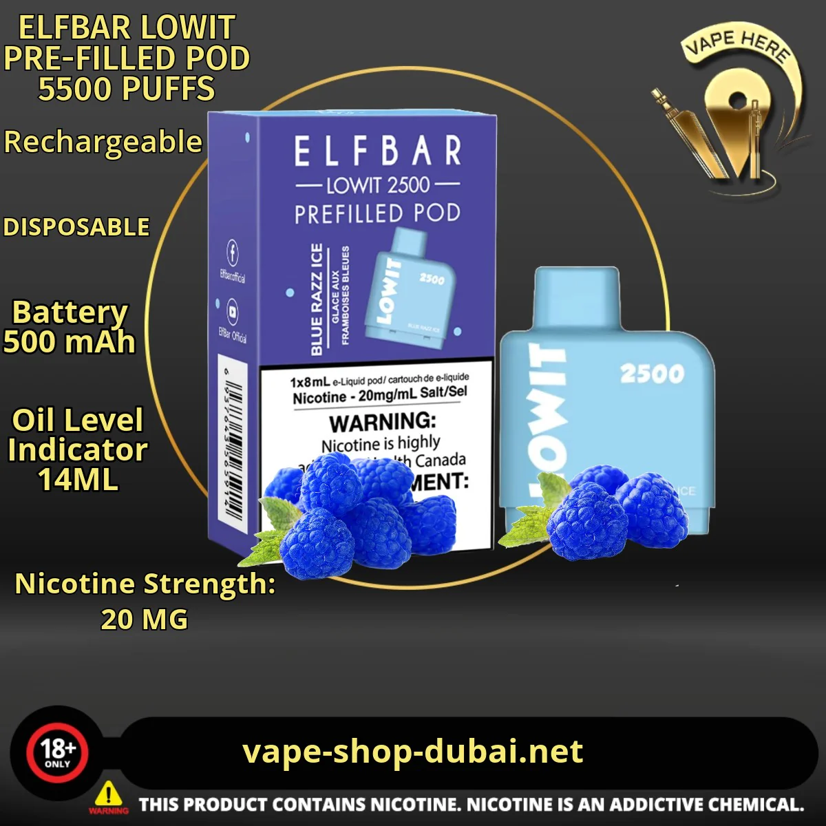 ELFBAR LOWIT PRE-FILLED POD 5500 PUFFS 20MG - Image 13