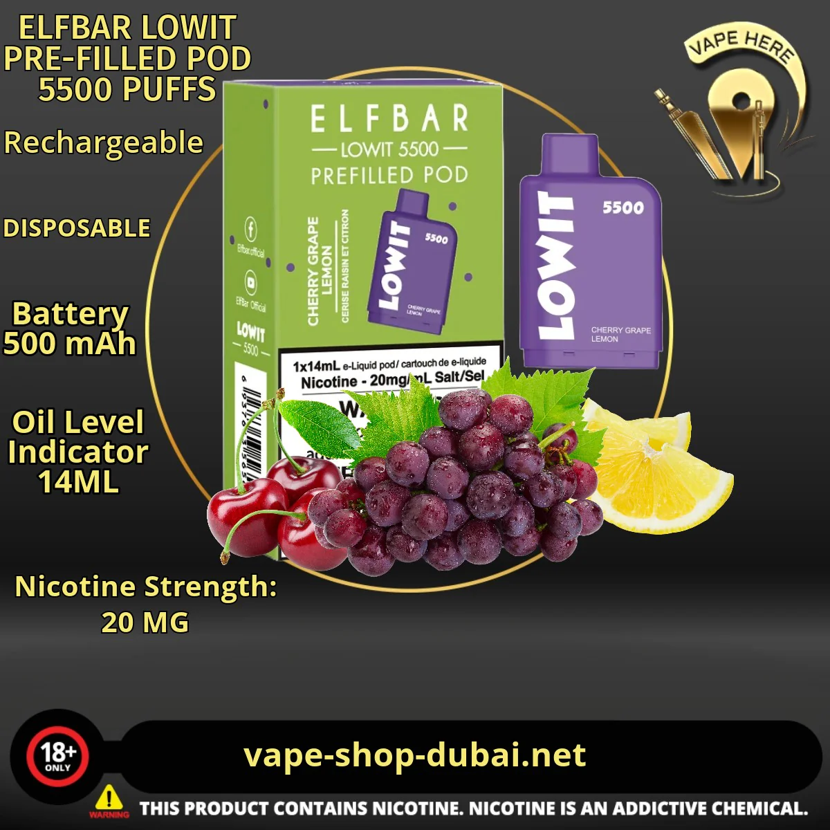 ELFBAR LOWIT PRE-FILLED POD 5500 PUFFS 20MG - Image 15