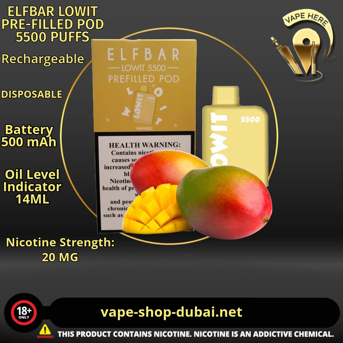 ELFBAR LOWIT PRE-FILLED POD 5500 PUFFS 20MG - Image 17