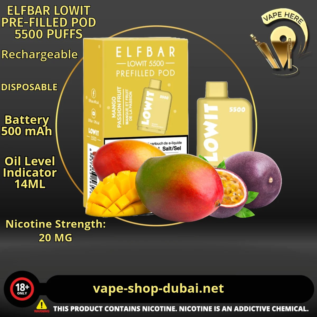 ELFBAR LOWIT PRE-FILLED POD 5500 PUFFS 20MG - Image 18
