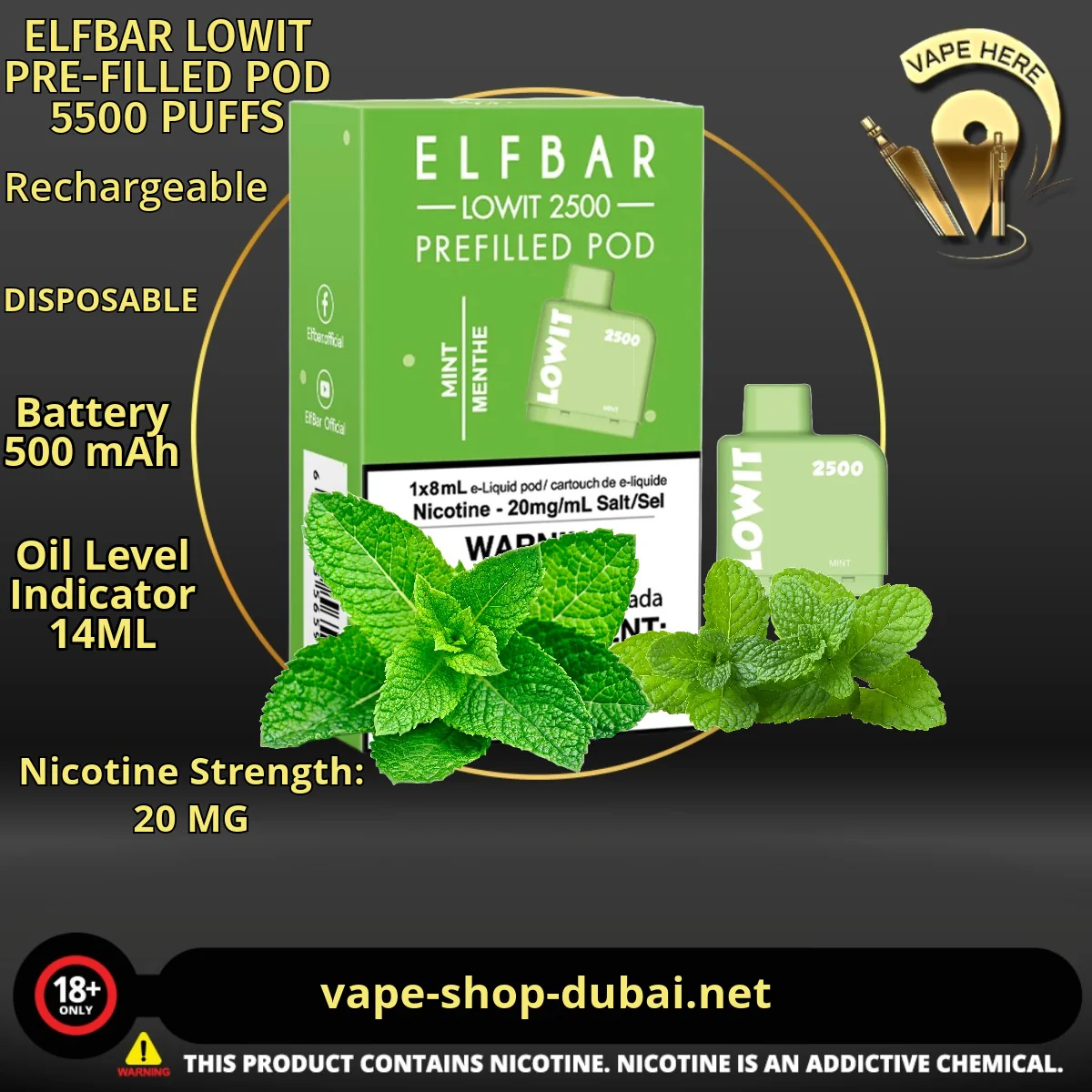 ELFBAR LOWIT PRE-FILLED POD 5500 PUFFS 20MG - Image 19
