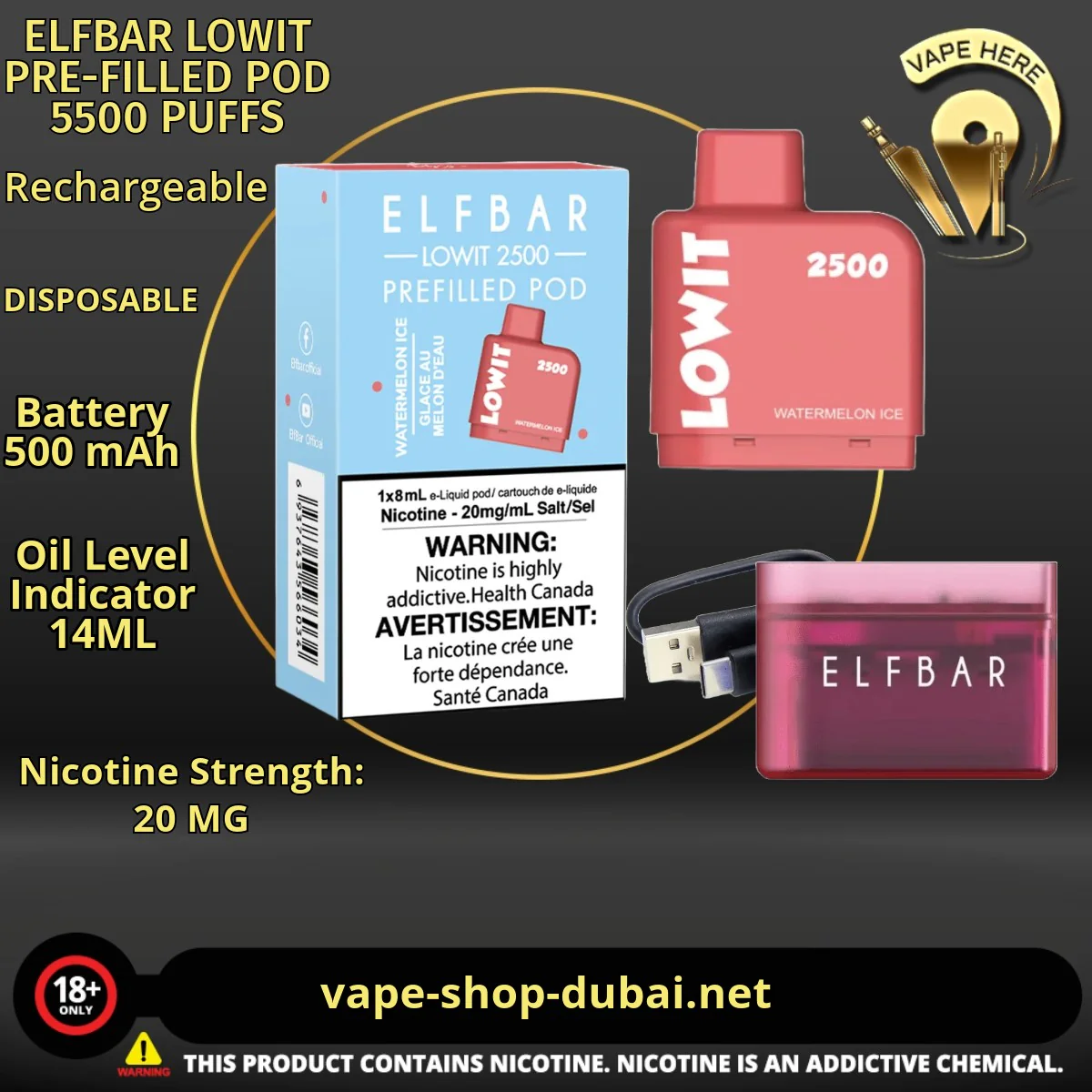ELFBAR LOWIT PRE-FILLED POD 5500 PUFFS 20MG - Image 8