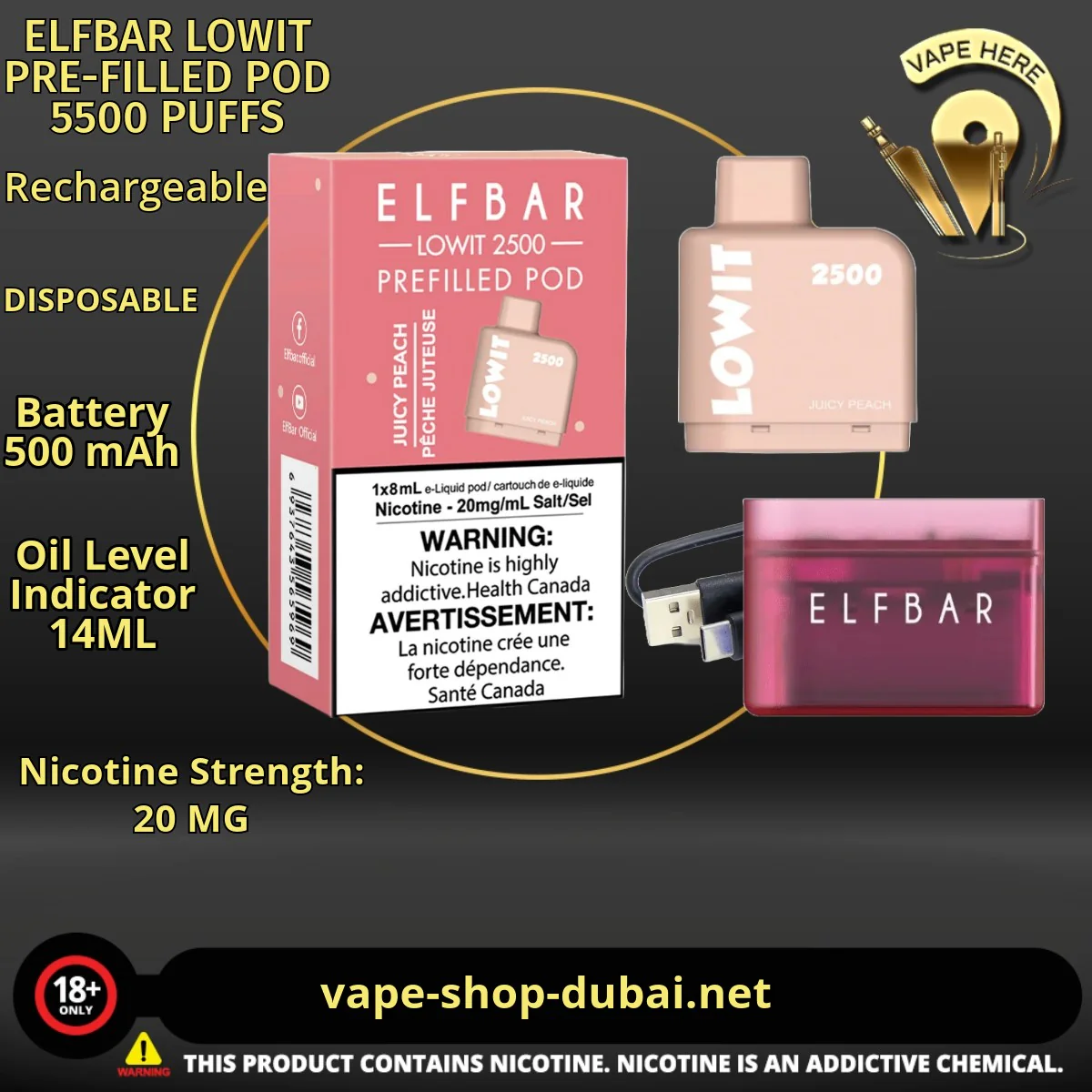 ELFBAR LOWIT PRE-FILLED POD 5500 PUFFS 20MG - Image 9