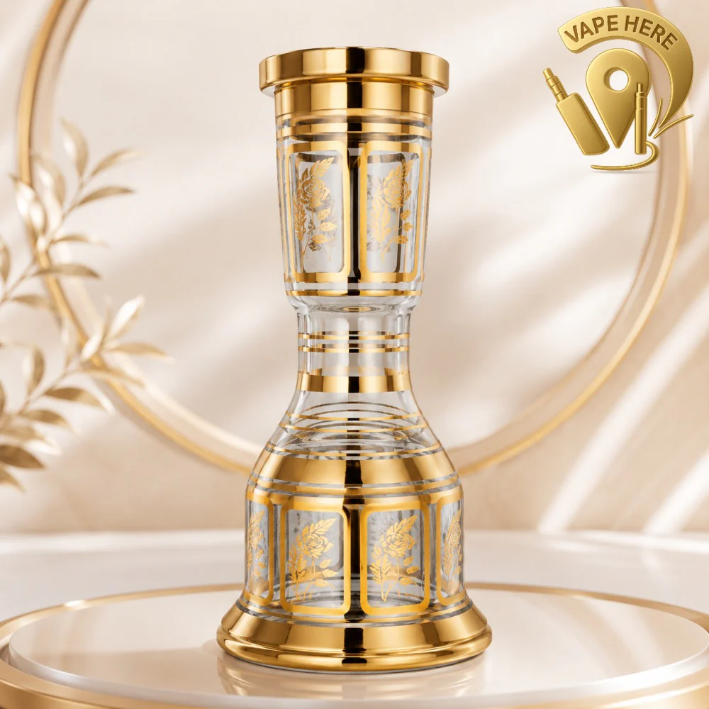 EMPTY GLASS LUXE NO30 – Premium Gold Decorative Shisha Glass Base - Image 2