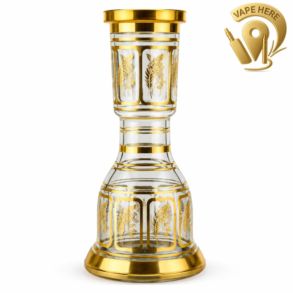 EMPTY GLASS LUXE NO30 – Premium Gold Decorative Shisha Glass Base - Image 3