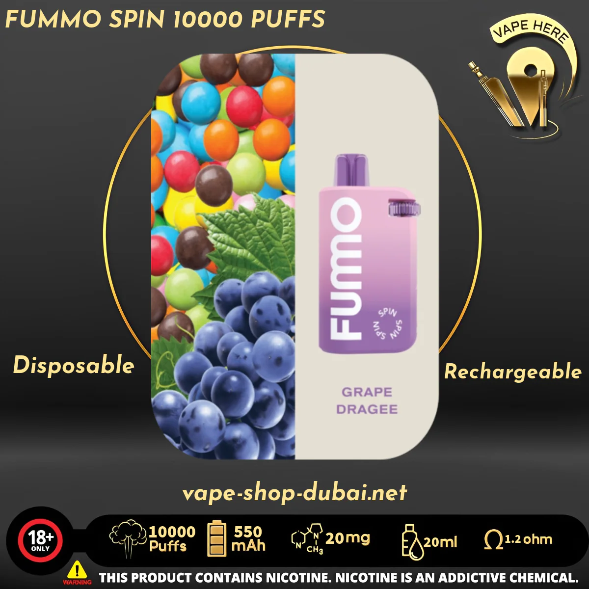 FUMMO SPIN 10000 PUFFS 20 MG DISPOSABLE VAPE - Image 3
