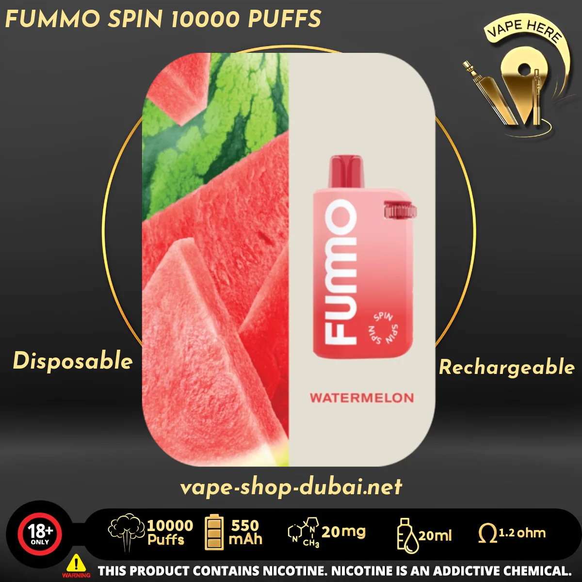 FUMMO SPIN 10000 PUFFS 20 MG DISPOSABLE VAPE - Image 9