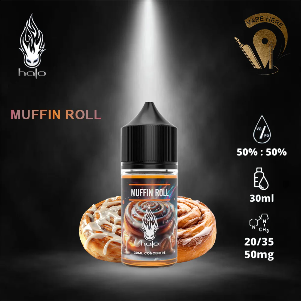Halo Muffin Roll 30ml SaltNic - Muffin, Vanilla, Caramel and Cinnamon