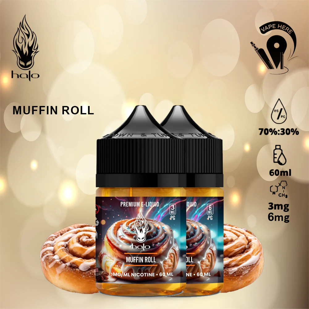 Halo Muffin Roll 60ml E-Liquid - Muffin, Vanilla, Caramel and Cinnamon - Image 2