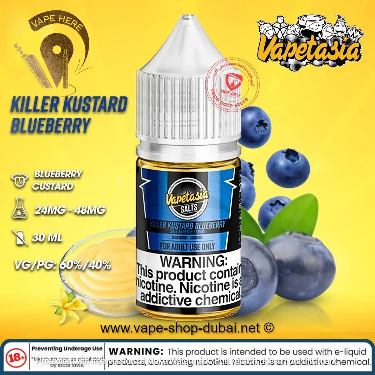 Killer Kustard Blueberry 30ml SaltNic- Vapetasia