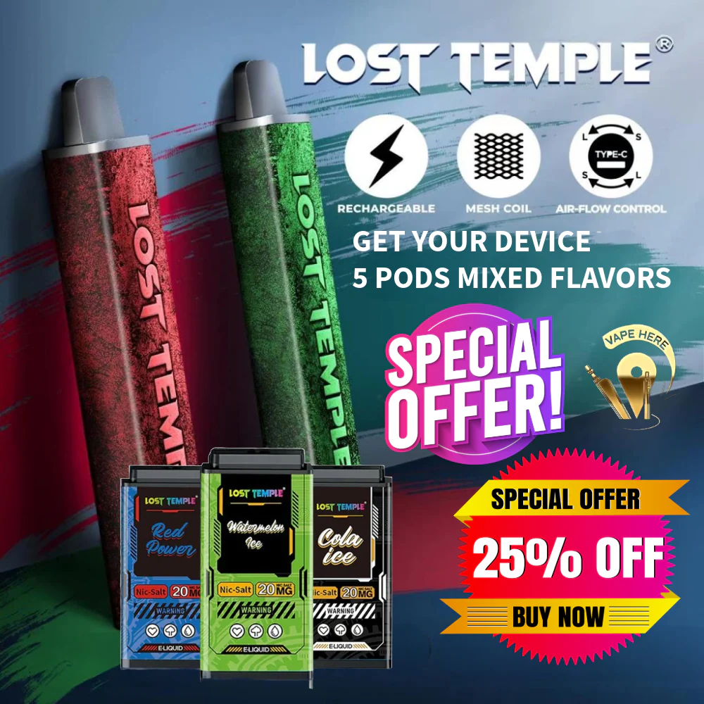 LOST TEMPLE Bundle Offer (Device + 5 Pods 3500 Puffs Each)