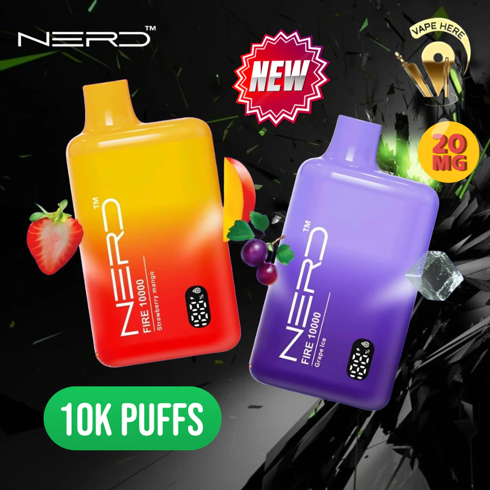 NERD FIRE 10K PUFFS DISPOSABLE VAPE LCD display