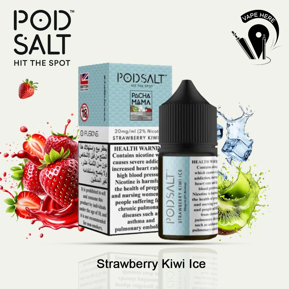 Pod Salt Fusion Strawberry Kiwi Ice - PACHA MAMA - NicSalt - Image 3