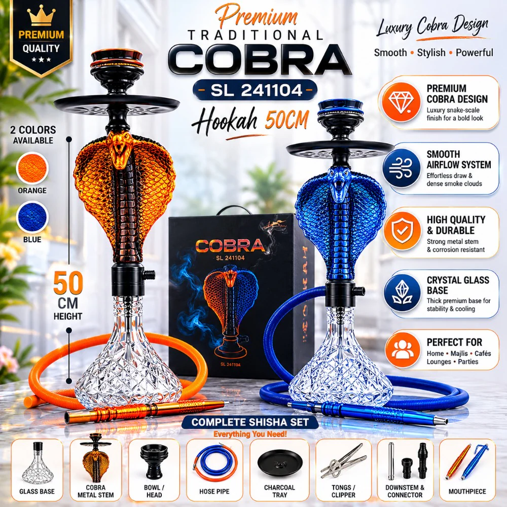 Shisha Cobra SL 241104 β Premium Traditional Cobra Hookah 50CM ππ¨
