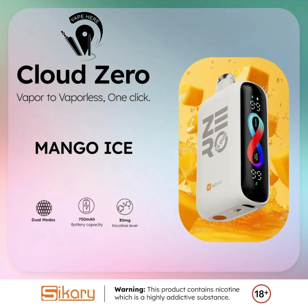 Smokeless Disposable Vape from Sikary Zero Cloud 20K Puffs 20mg - Image 9