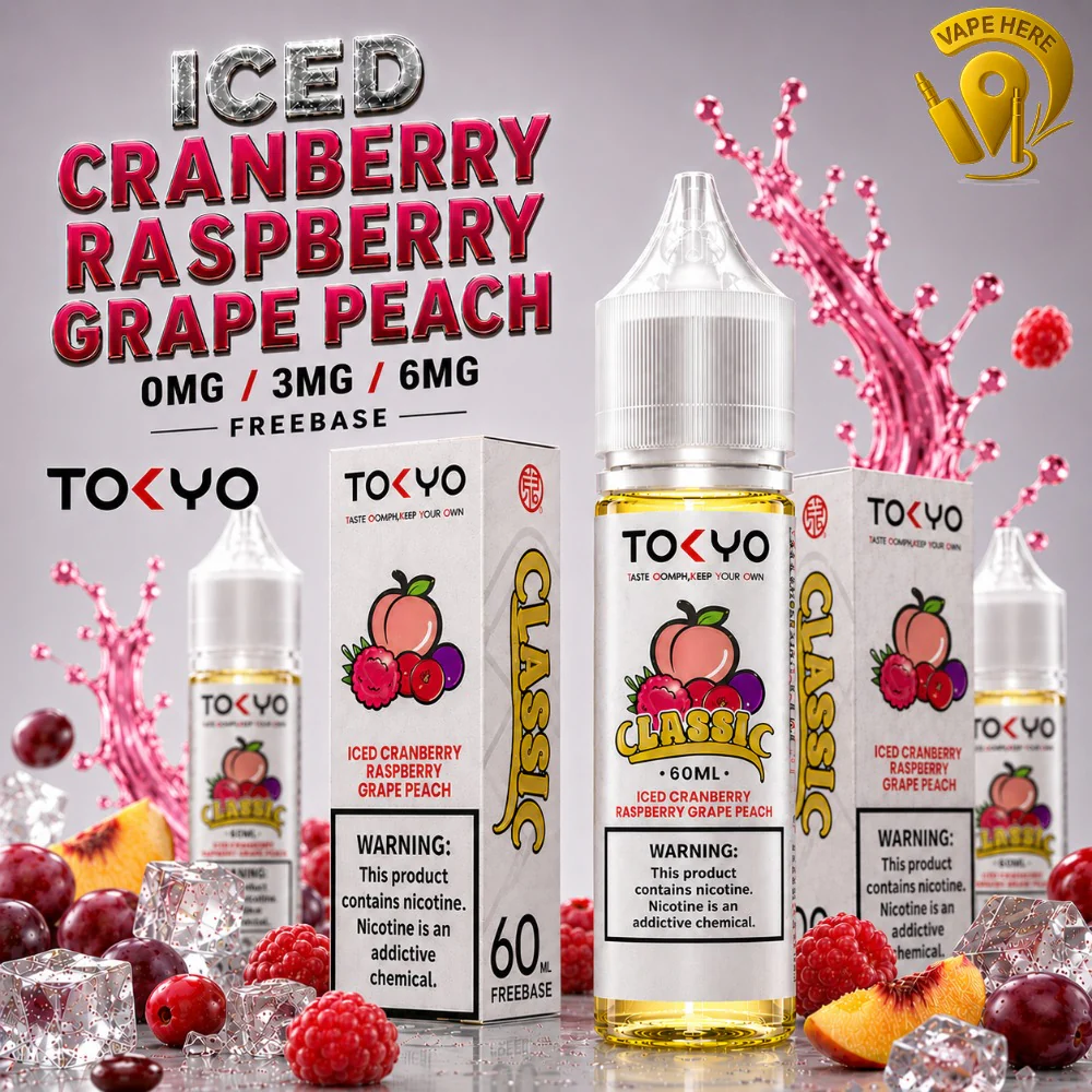 TOKYO CRANBERRY RASPBERRY GRAPE PEACH E LIQUID 60ML- CLASSIC SERIES