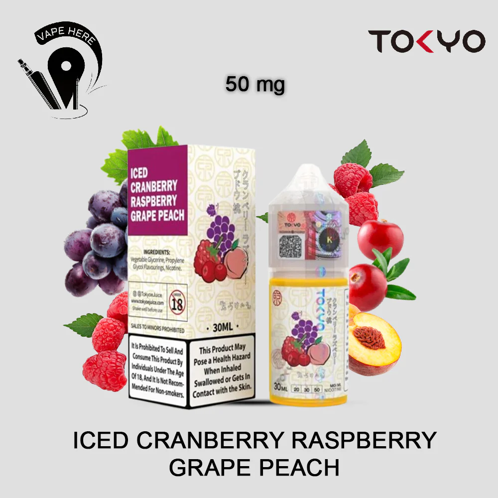 TOKYO CRANBERRY RASPBERRY GRAPE PEACH SALTNIC 30ML- CLASSIC SERIES - Image 2