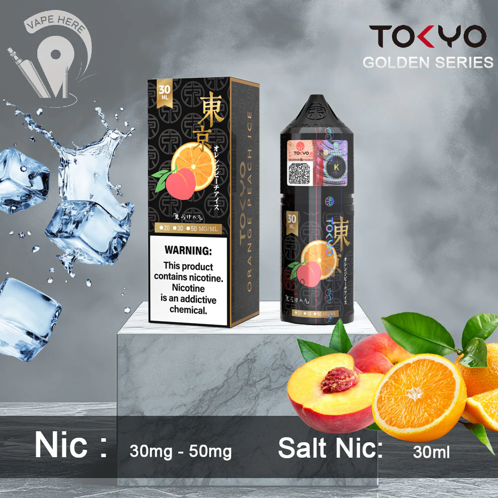 TOKYO ORANGE PEACH ICE SALTNIC 30ML- GOLDEN SERIES - Image 2