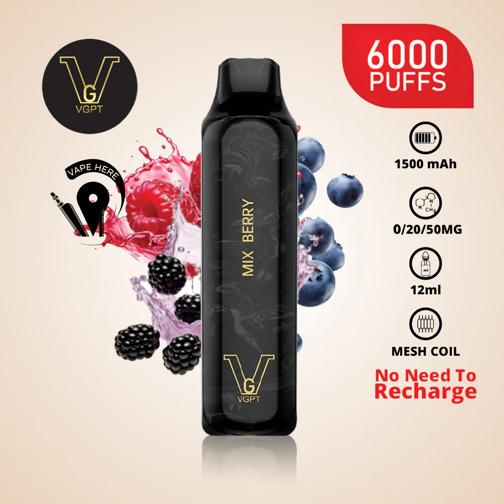 VGPT 6000 PUFFS (0mg, 20mg, 50mg) Disposable Vape Non-Rechargeable - Image 10