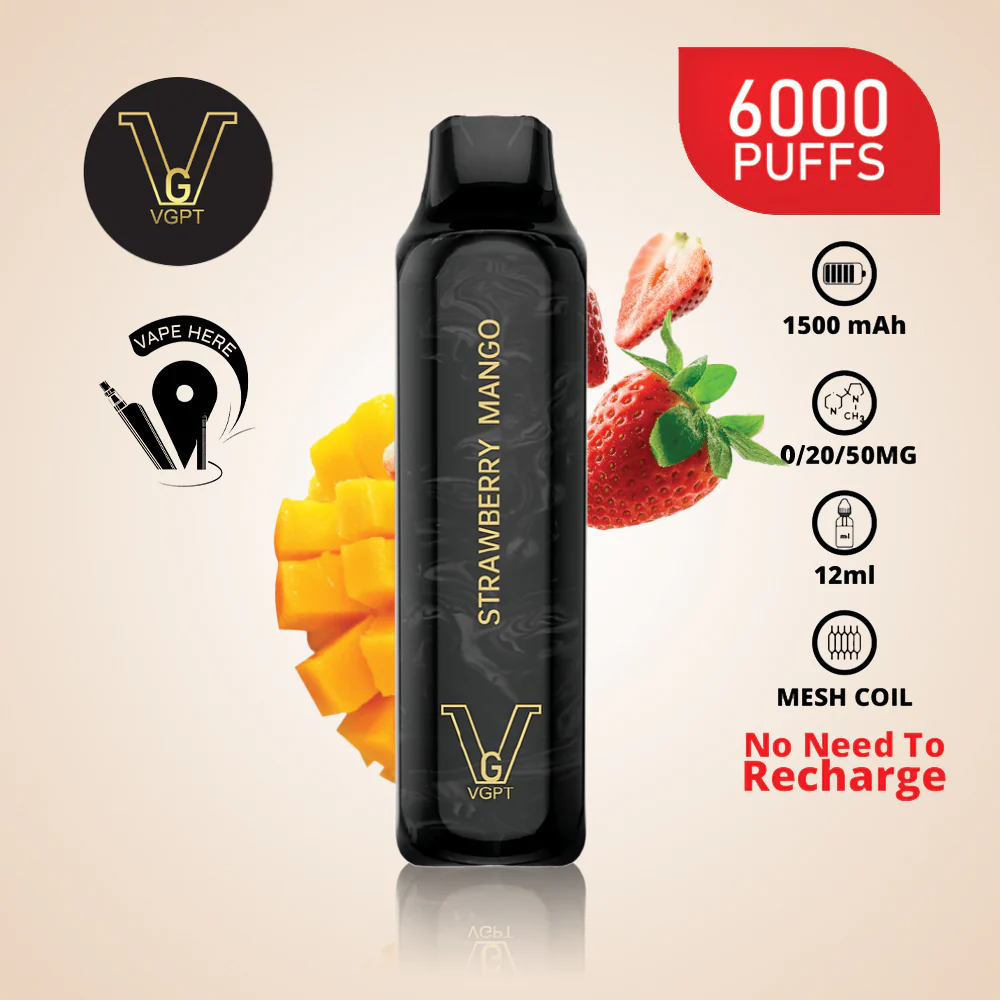 VGPT 6000 PUFFS (0mg, 20mg, 50mg) Disposable Vape Non-Rechargeable - Image 4