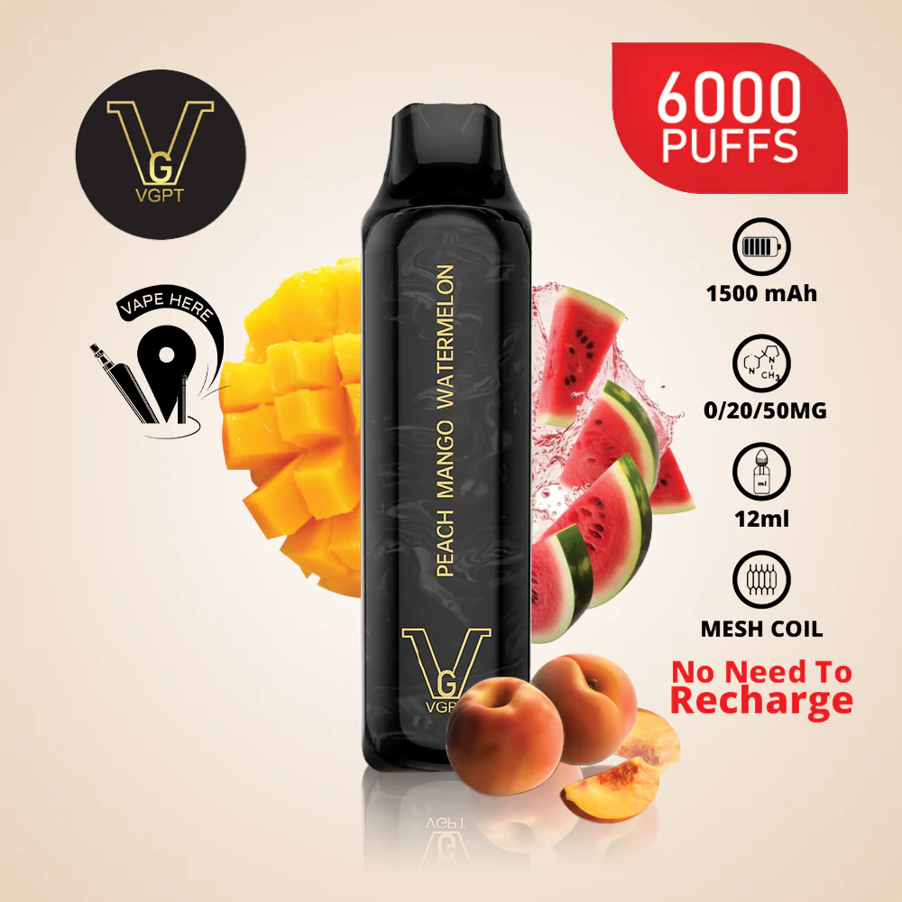 VGPT 6000 PUFFS (0mg, 20mg, 50mg) Disposable Vape Non-Rechargeable - Image 6