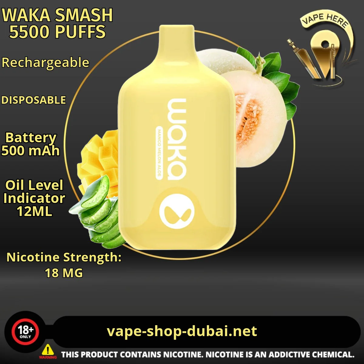 WAKA SMASH 5500 PUFFS 18MG DISPOSABLE VAPE - Image 4