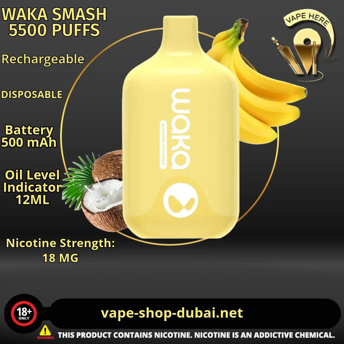 WAKA SMASH 5500 PUFFS 18MG DISPOSABLE VAPE - Image 5