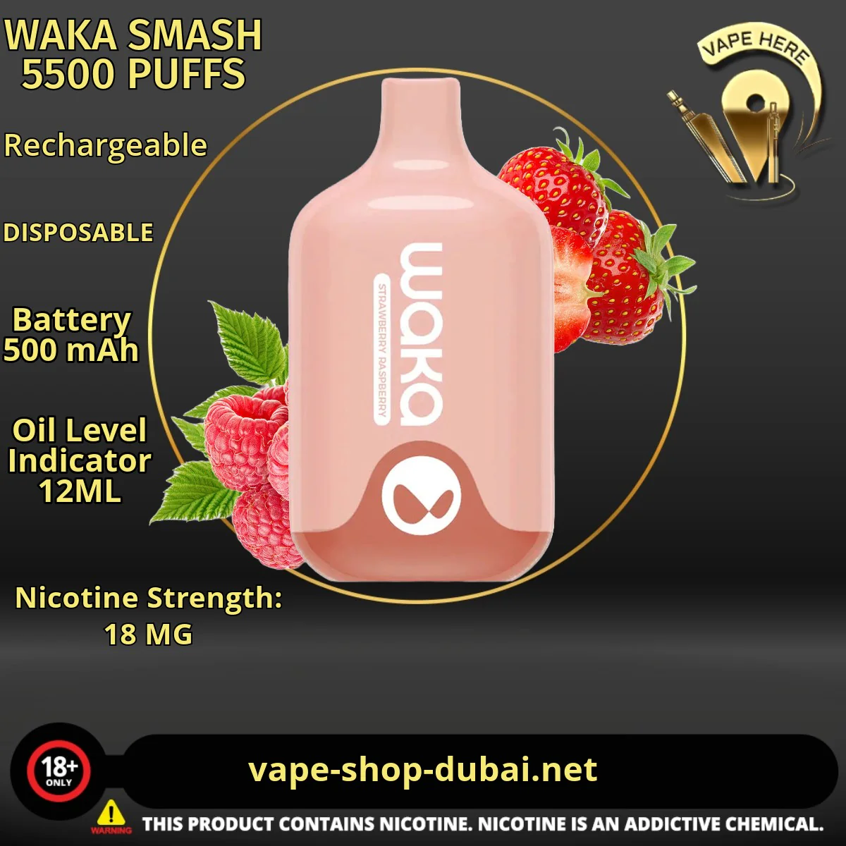 WAKA SMASH 5500 PUFFS 18MG DISPOSABLE VAPE - Image 6