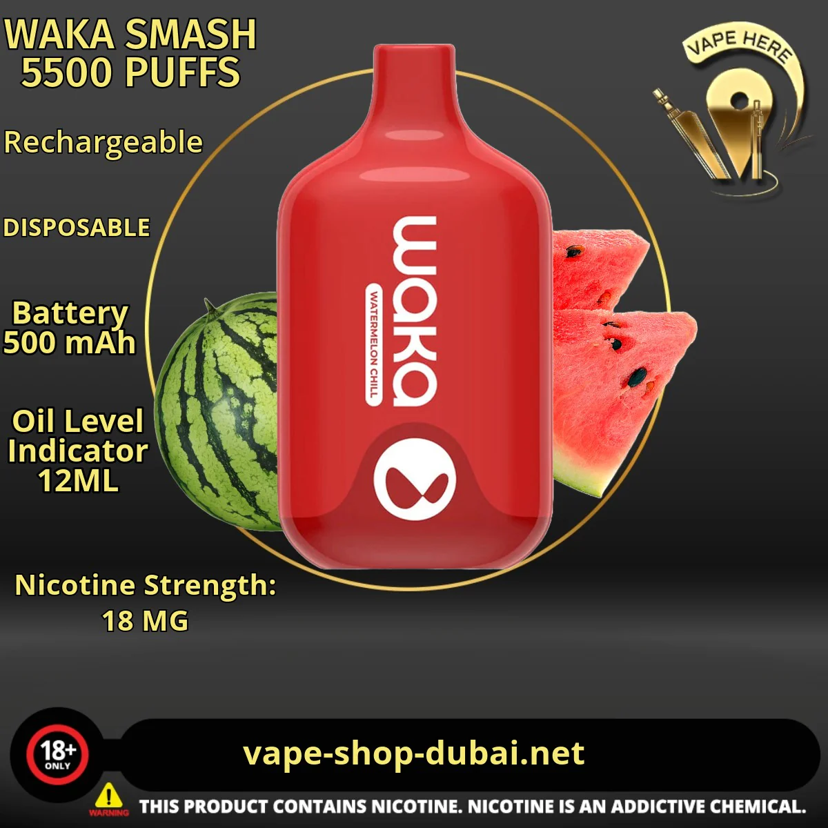 WAKA SMASH 5500 PUFFS 18MG DISPOSABLE VAPE - Image 7