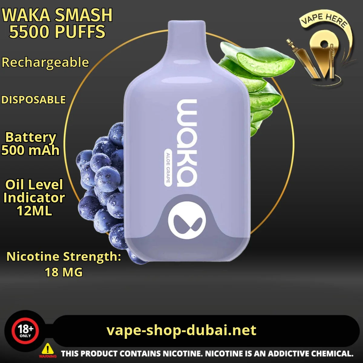 WAKA SMASH 5500 PUFFS 18MG DISPOSABLE VAPE - Image 9